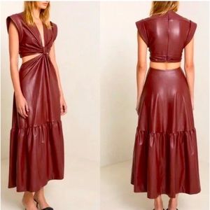 A.L.C. Alexandria Vegan Leather Cut Out Dress Size 6 Cranberry